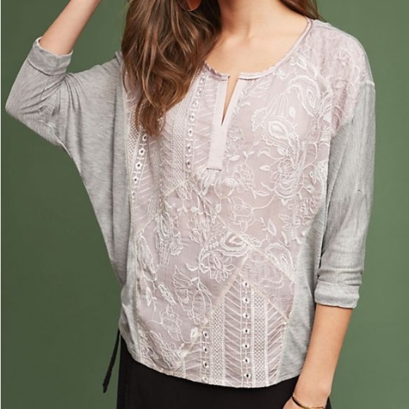 Anthropologie Tops - Anthropologie Tiny lace sequin dolman sleeve top
